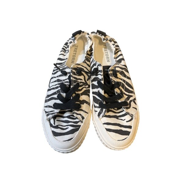 Tretorn Womens Zebra Print Lace-Up Sneakers Size 6.5 Casual Canvas Shoes - Picture 3 of 6